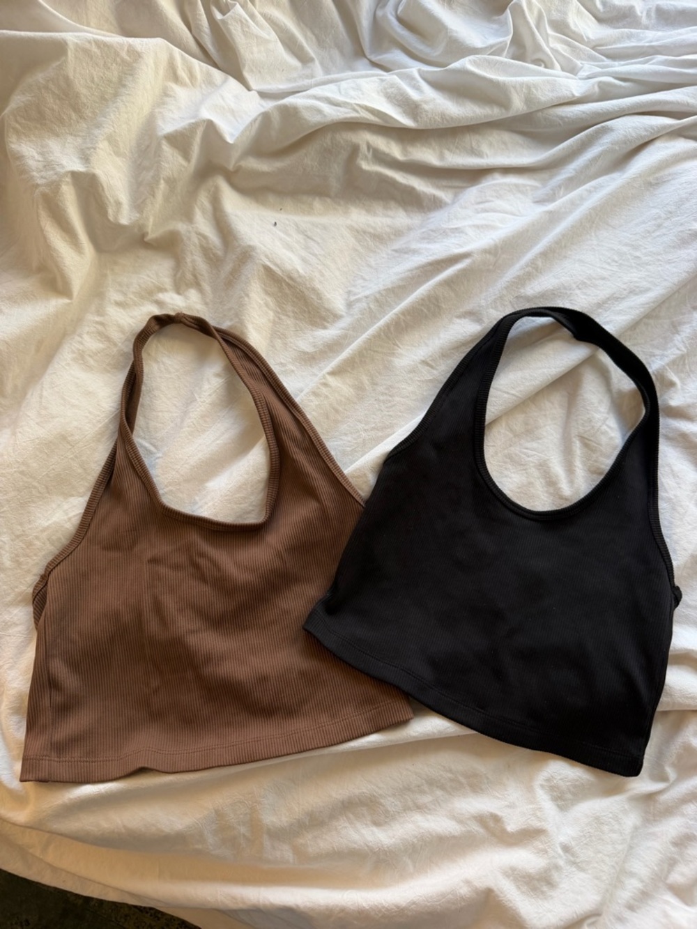 H&M Ribbed Racerback Tank Tops - Black and Brown